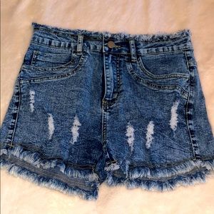 Denim ripped shorts